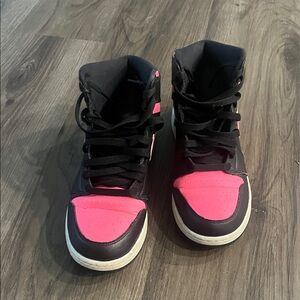 Jordan Nike Black and Pink Women's Sneakers